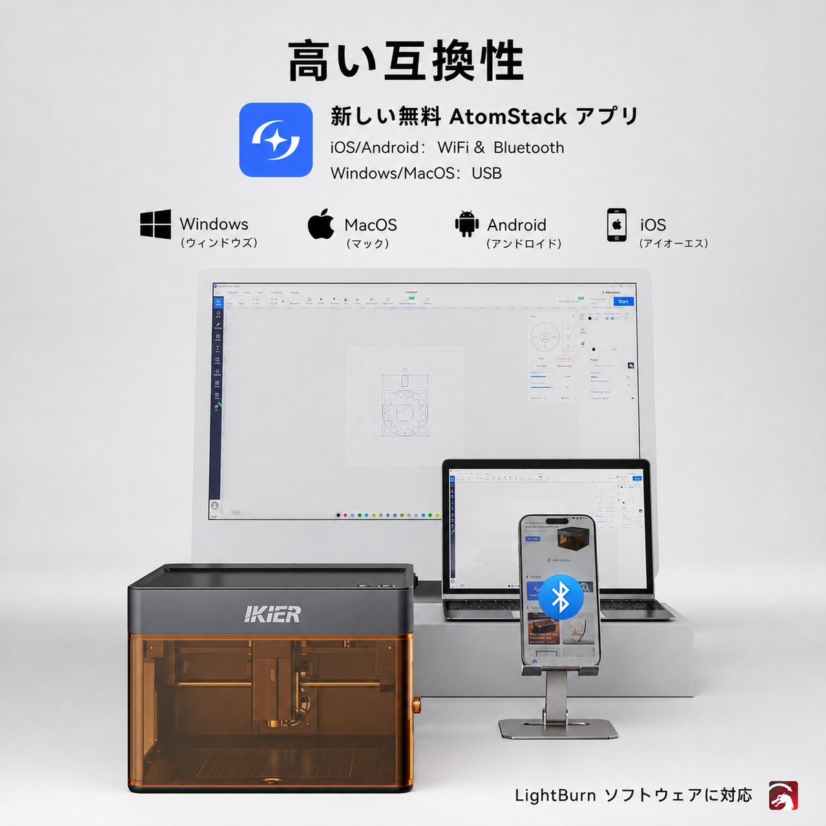 iKier Flex 7W/12W ポータブルダイオードレーザー彫刻機|1.2W IRモデル選択可能