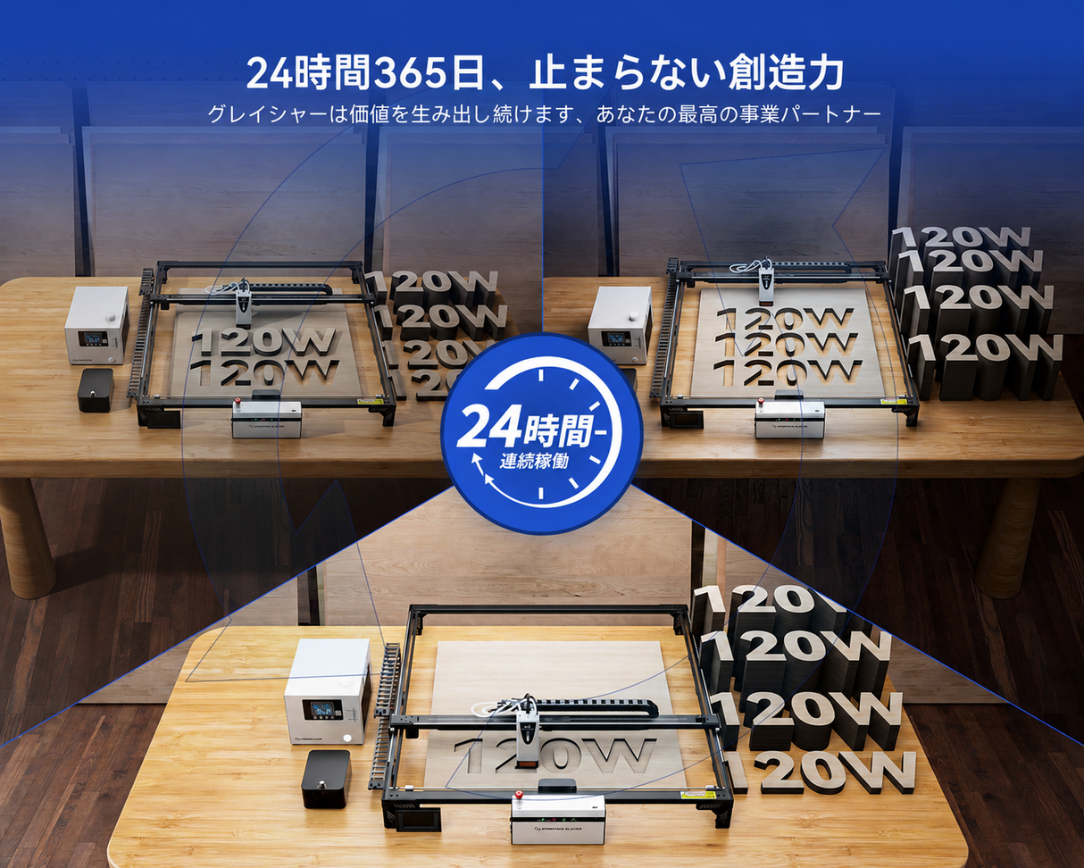 AtomStack Glacier 120W 水冷式ダイオードレーザー彫刻機