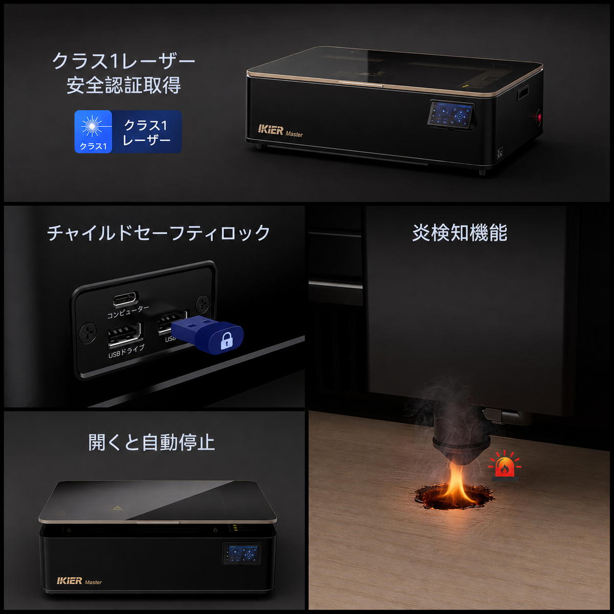 iKier Master 50W CO2レーザー彫刻・切断機|1.6W IRモデル選択可能