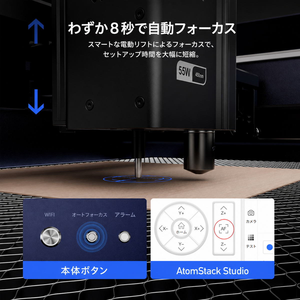 iKier K2 Pro 55W 密閉型レーザー彫刻機｜自動フォーカス・500×320mm