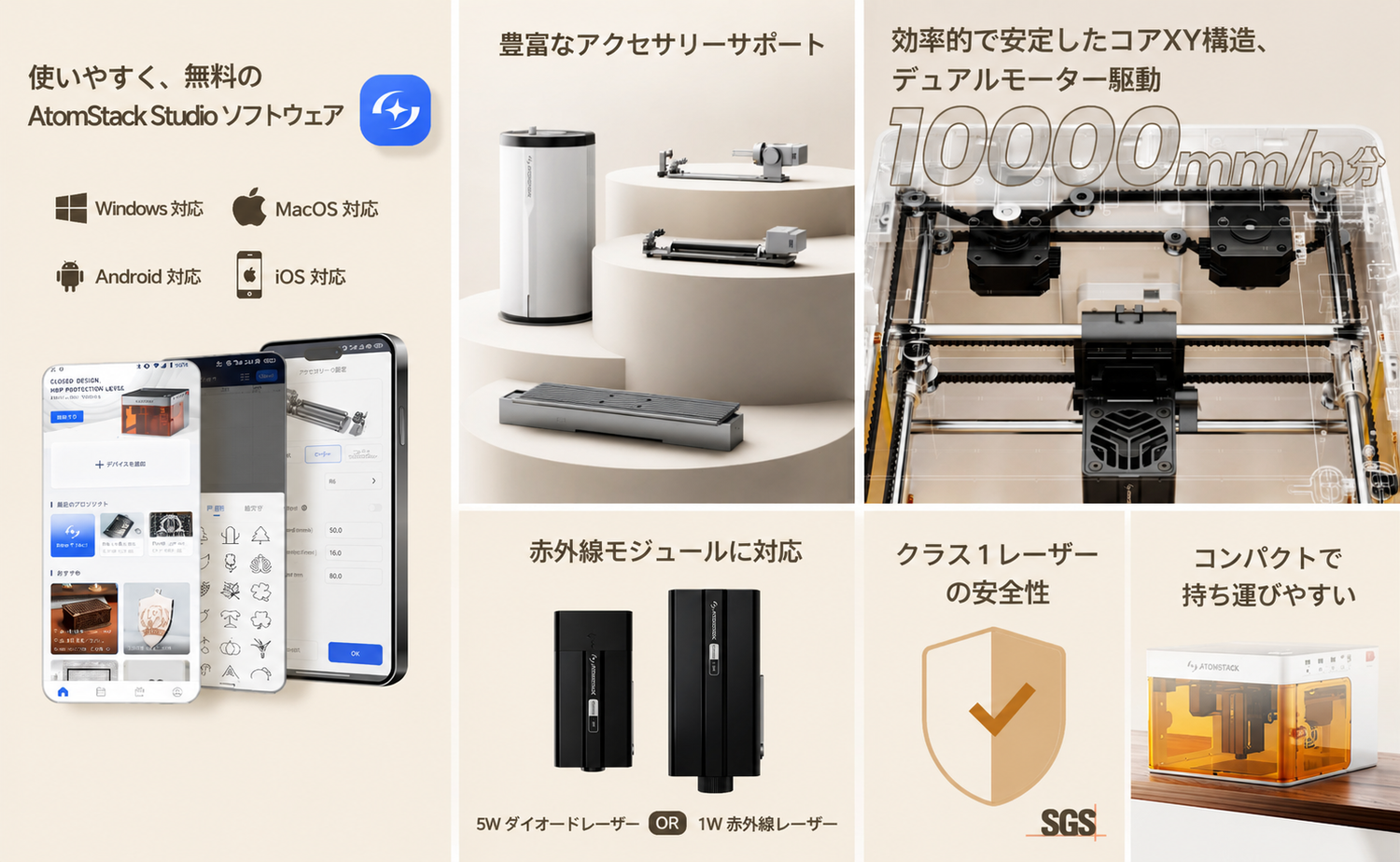 AtomStack P1 レーザー彫刻機
