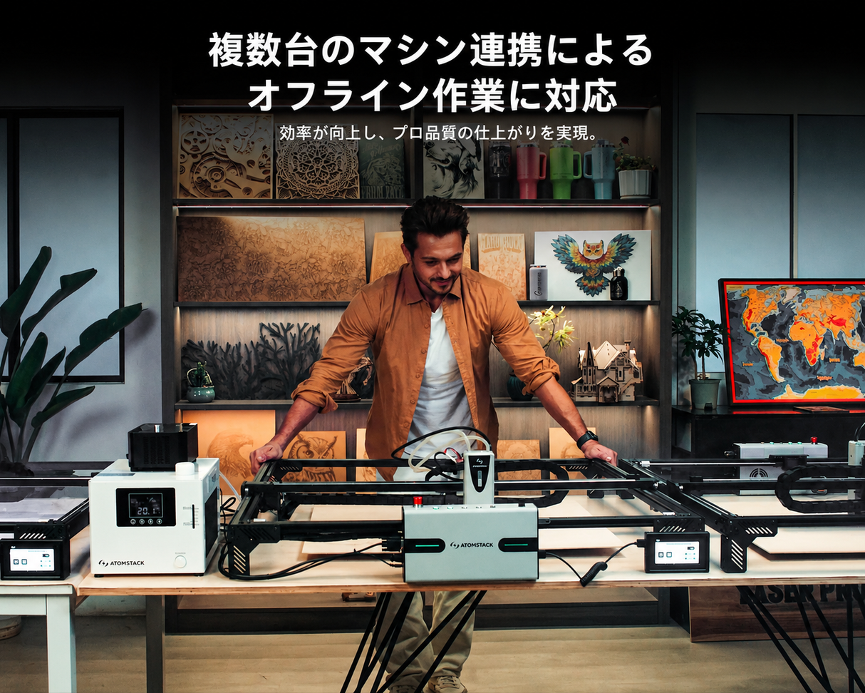 AtomStack Glacier 120W 水冷式ダイオードレーザー彫刻機