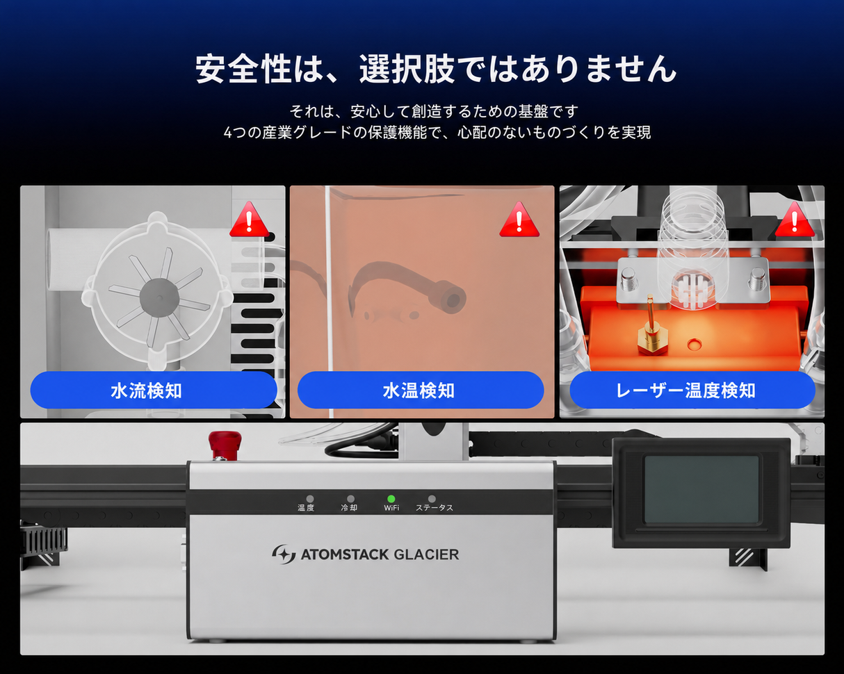 AtomStack Glacier 120W 水冷式ダイオードレーザー彫刻機